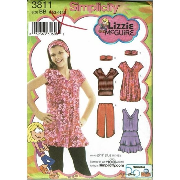 Simplicity Sewing Pattern 3811 Knit Dress Top Cropped Pants Girls 8 1/2-16 1/2 - Picture 1 of 2